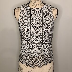 NWT Topshop guipure lace sleeveless dressy top 6 tall